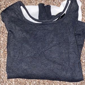 Gray sweater with adjustable zipper  back